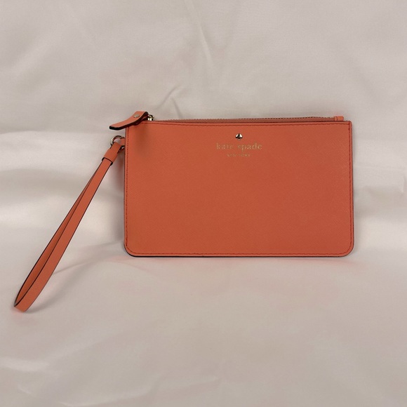 Kate Spade Cedar Street Slim Bee Salmon Saffiano Leather Wristlet - Picture 1 of 8